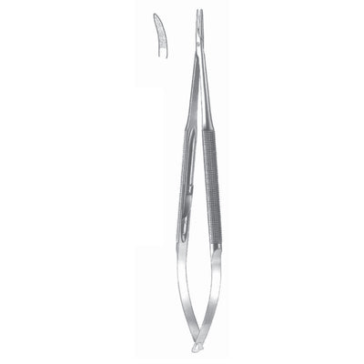 Micro Needle Holders Curved 15cm With Lock, Stainless Steel, Diamond Coated Jaw 2.0 mm Wide (I-125-15) by Dr. Frigz