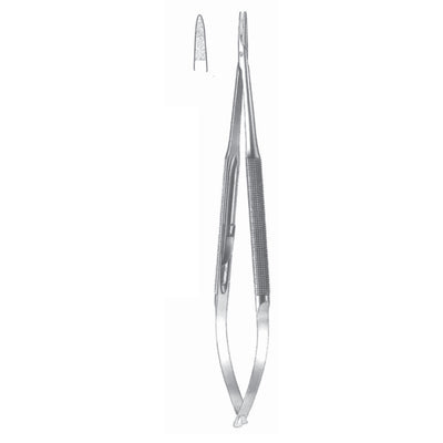 Micro Needle Holders Straight 15cm Without Lock, Stainless Steel, Diamond Coated Jaw 2.0 mm Wide (I-126-15)