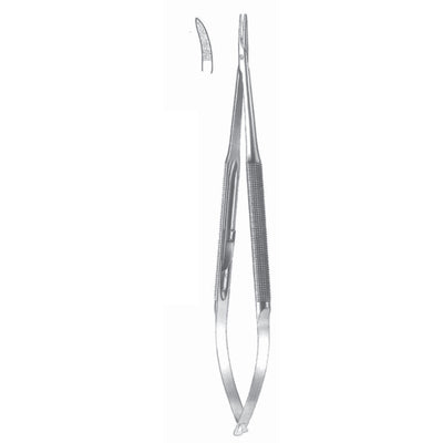 Micro Needle Holders Curved 15cm Without Lock, Stainless Steel, Diamond Coated Jaw 2.0 mm Wide (I-127-15) by Dr. Frigz