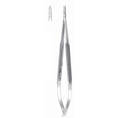 Micro Needle Holders Straight 18cm With Lock, Stainless Steel, Diamond Coated Jaw 2.0 mm Wide (I-128-18) by Dr. Frigz