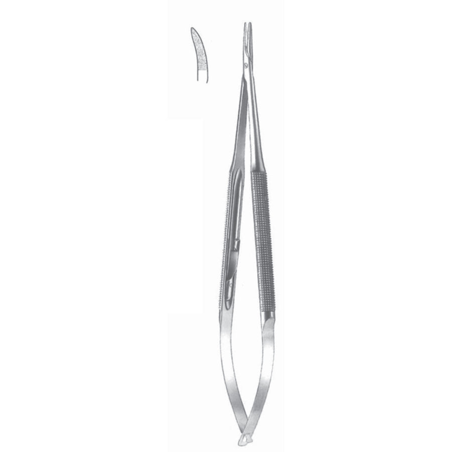 Micro Needle Holders Curved 18cm With Lock, Stainless Steel, Diamond Coated Jaw 2.0 mm Wide (I-129-18) by Dr. Frigz
