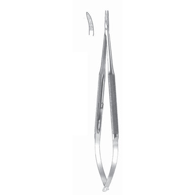 Micro Needle Holders Curved 18cm Without Lock, Stainless Steel, Diamond Coated Jaw 2.0 mm Wide (I-131-18) by Dr. Frigz