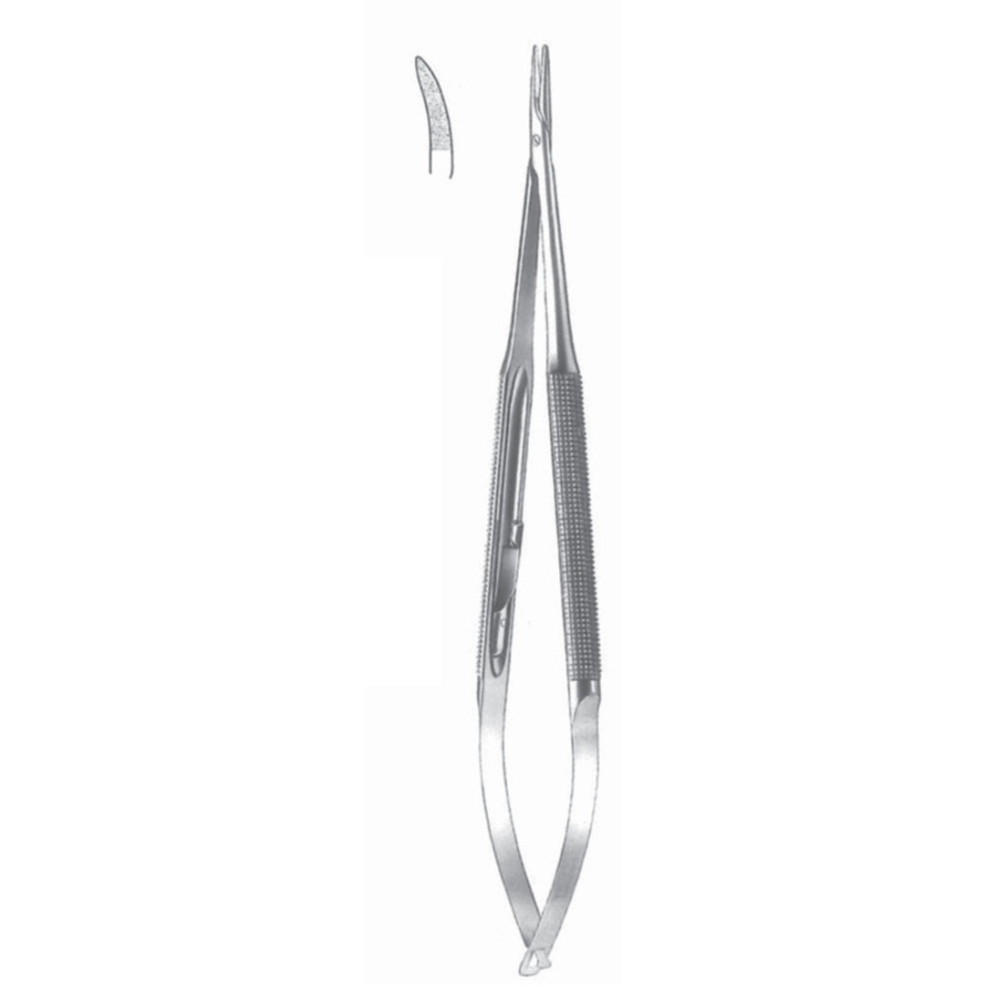 Micro Needle Holders Curved 21cm With Lock, Stainless Steel, Diamond Coated Jaw 2.0 mm Wide (I-133-21) by Dr. Frigz