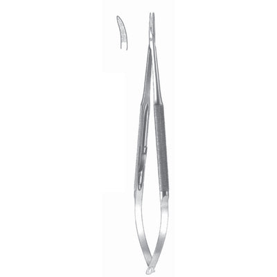 Micro Needle Holders Curved 21cm With Lock, Stainless Steel, Diamond Coated Jaw 2.0 mm Wide (I-133-21) by Dr. Frigz