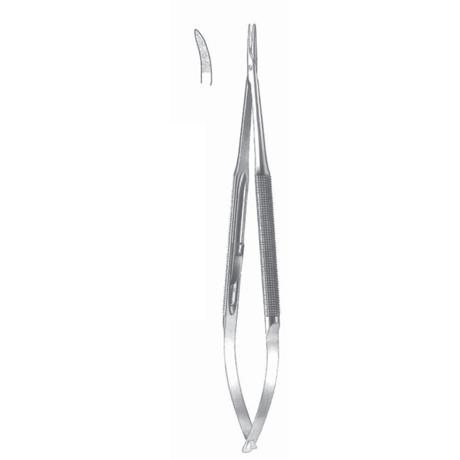 Micro Needle Holders Curved 23cm With Lock, Stainless Steel, Diamond Coated Jaw 2.0 mm Wide (I-137-23) by Dr. Frigz