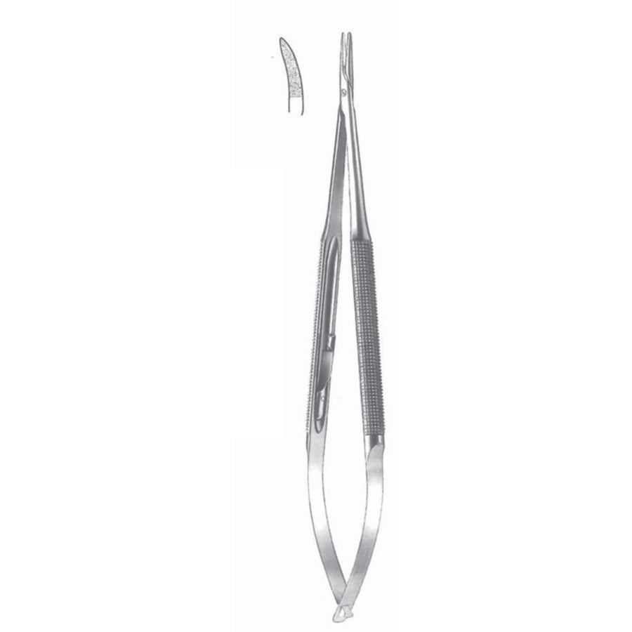 Micro Needle Holders Curved 23cm Without Lock, Stainless Steel, Diamond Coated Jaw 2.0 mm Wide (I-139-23) by Dr. Frigz