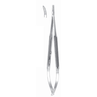 Micro Needle Holders Curved 23cm Without Lock, Stainless Steel, Diamond Coated Jaw 2.0 mm Wide (I-139-23)
