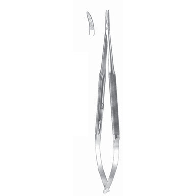 Micro Needle Holders Curved 23cm Without Lock, Stainless Steel, Diamond Coated Jaw 2.0 mm Wide (I-139-23)