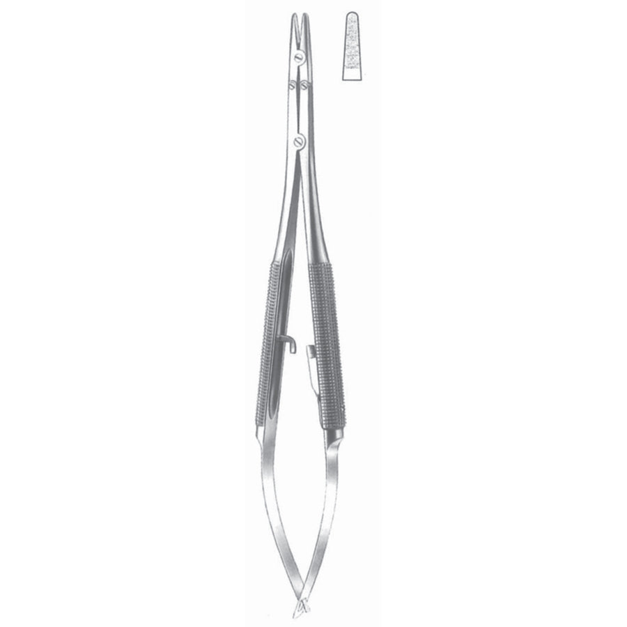 Gregory Micro Needle Holders Straight 18cm With Lock, Double Action, Stainless Steel, Diamond Coated Jaw 2.0 mm Wide (I-140-18) by Dr. Frigz