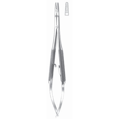 Gregory Micro Needle Holders Straight 18cm With Lock, Double Action, Stainless Steel, Diamond Coated Jaw 2.0 mm Wide (I-140-18)