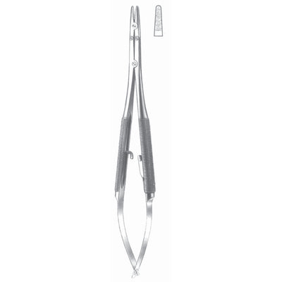Gregory Micro Needle Holders Straight 21cm With Lock, Double Action, Stainless Steel, Diamond Coated Jaw 2.0 mm Wide (I-141-21) by Dr. Frigz