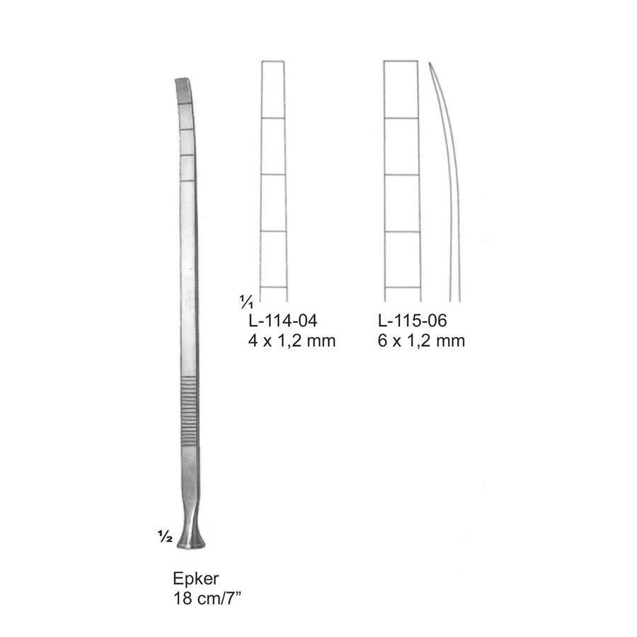 Epker Bone Instruments Curved 18cm 6 X 1,2 mm (L-115-06) by Dr. Frigz