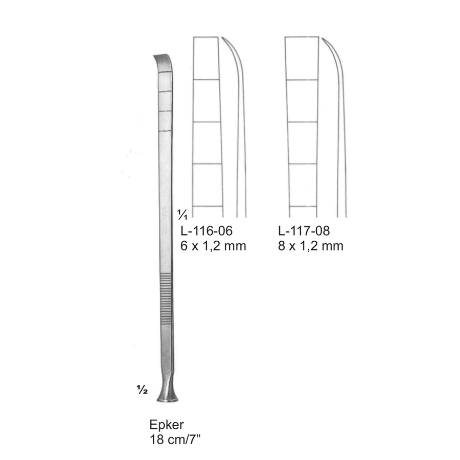 Epker Bone Instruments Curved 18cm 6 X 1,2 mm (L-116-06) by Dr. Frigz