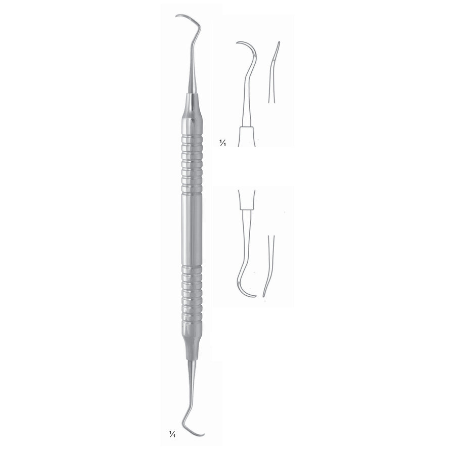 Mc Call Scalers 17.5cm Universal Curette, Hollow Handle, Universal Root Surfaces Bifurcate Fig 17S/18S 8 mm (Q-065-05) by Dr. Frigz