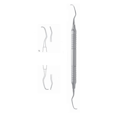 Langer Scalers Ti 17.5cm Universal Curette, Hollow Handle Fig 1/2 8 mm Mandible, Lateral Teeth, Mesial/Distal (Q-069-01)