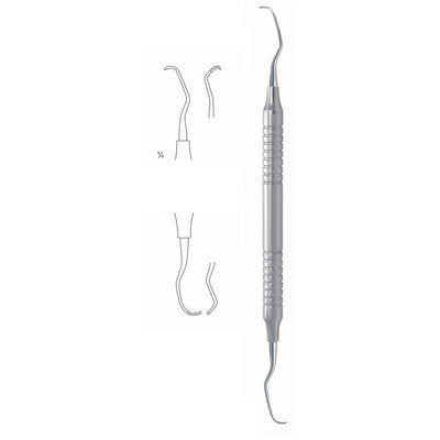 Langer Scalers Ti 17.5cm Universal Curette, Hollow Handle Fig 3/4 8 mm Maxilla, Lateral Teeth, Mesial/Distal (Q-070-02) by Dr. Frigz