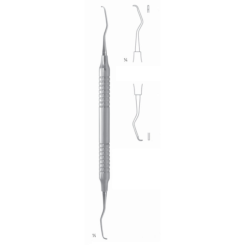 Gracey Mini Scalers 17.5cm Hollow Handle Fig 3/4 8 mm Incisors, Premolars, Universal, First Shaft Longer, Working End Shorter (Q-076-03) by Dr. Frigz