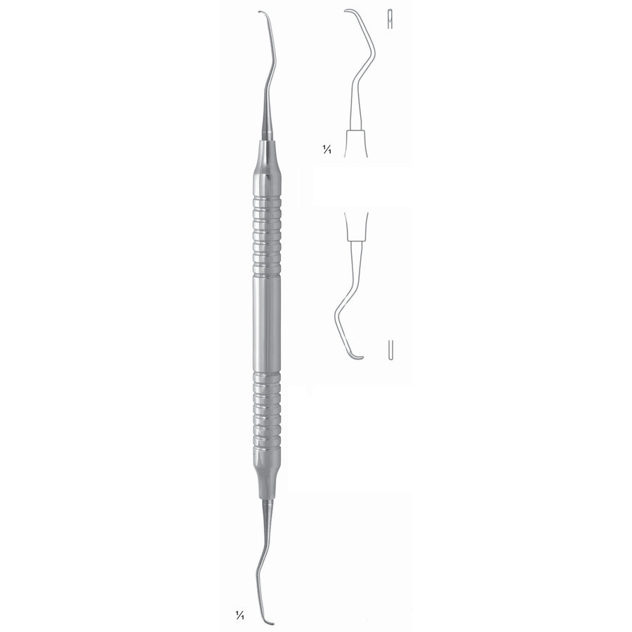 Gracey Mini Scalers 17.5cm Hollow Handle Fig 7/8 8 mm Premolars, Molars, Lingual/Buccal, First Shaft Longer, Working End Shorter (Q-078-07) by Dr. Frigz