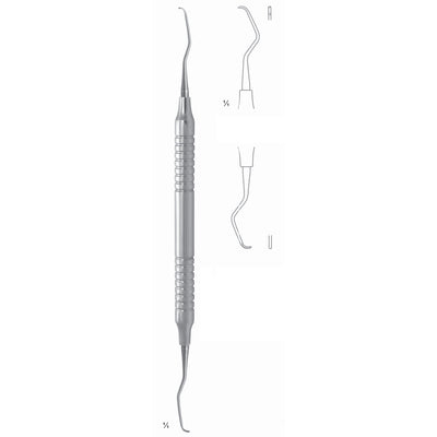Gracey Mini Scalers 17.5cm Hollow Handle Fig 7/8 8 mm Premolars, Molars, Lingual/Buccal, First Shaft Longer, Working End Shorter (Q-078-07) by Dr. Frigz