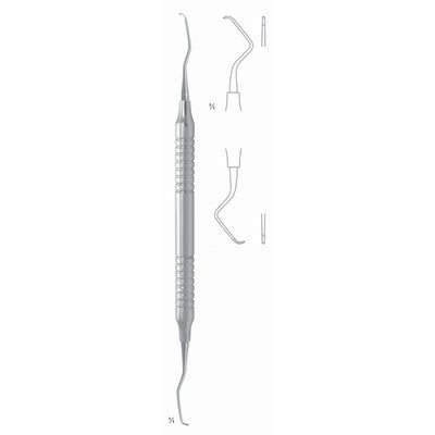 Gracey Mini Scalers 17.5cm Hollow Handle Fig 9/10 8 mm Premolars, Molars, Lingual/Buccal, First Shaft Longer, Working End Shorter (Q-079-09) by Dr. Frigz