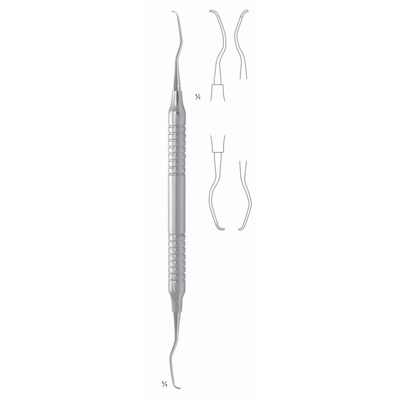 Gracey Mini Scalers 17.5cm Hollow Handle Fig 11/12 8 mm Premolars, Molars, Mesial, Mesiolingual, Mesiobuccal, First Shaft Longer, Working End Shorter (Q-080-11) by Dr. Frigz