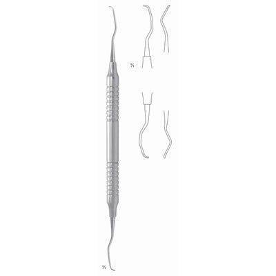 Gracey Mini Scalers 17.5cm Hollow Handle Fig 15/16 8 mm Premolars, Molars, Mesial, First Shaft Longer, Working End Shorter (Q-082-15) by Dr. Frigz
