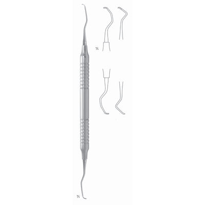 Gracey Mini Scalers 17.5cm Hollow Handle Fig 17/18 8 mm Premolars, Molars, Distal, First Shaft Longer, Working End Shorter (Q-083-17) by Dr. Frigz