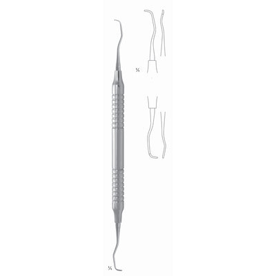 Gracey Standard Scalers 17.5cm Hollow Handle, Premolars, Molars, Mesial, Mesiolingual, Mesiobuccal Fig 11/12 8 mm (Q-089-11) by Dr. Frigz