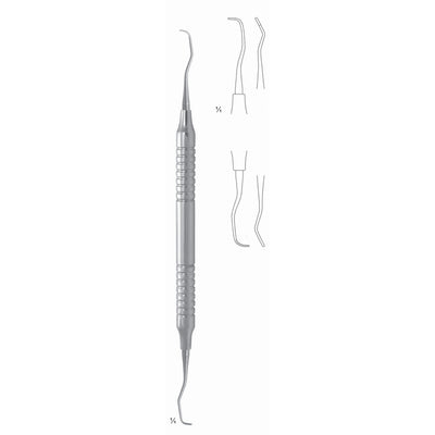 Gracey Standard Scalers 17.5cm Hollow Handle, Premolars, Molars, Distal Fig 13/14 8 mm (Q-090-13) by Dr. Frigz