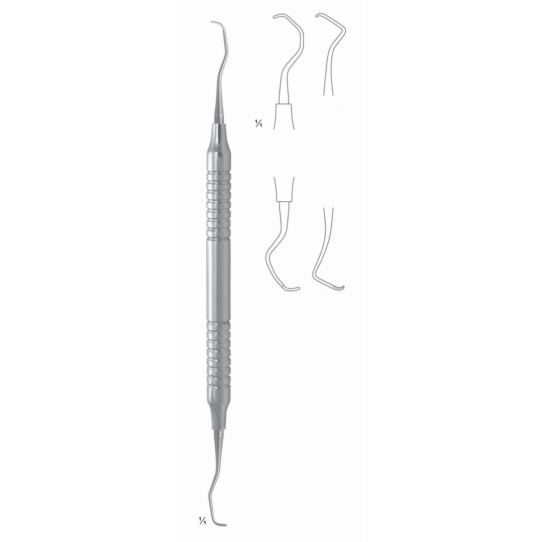 Gracey Standard Scalers 17.5cm Hollow Handle, Premolars, Molars, Distal Fig 17/18 8 mm (Q-092-17) by Dr. Frigz