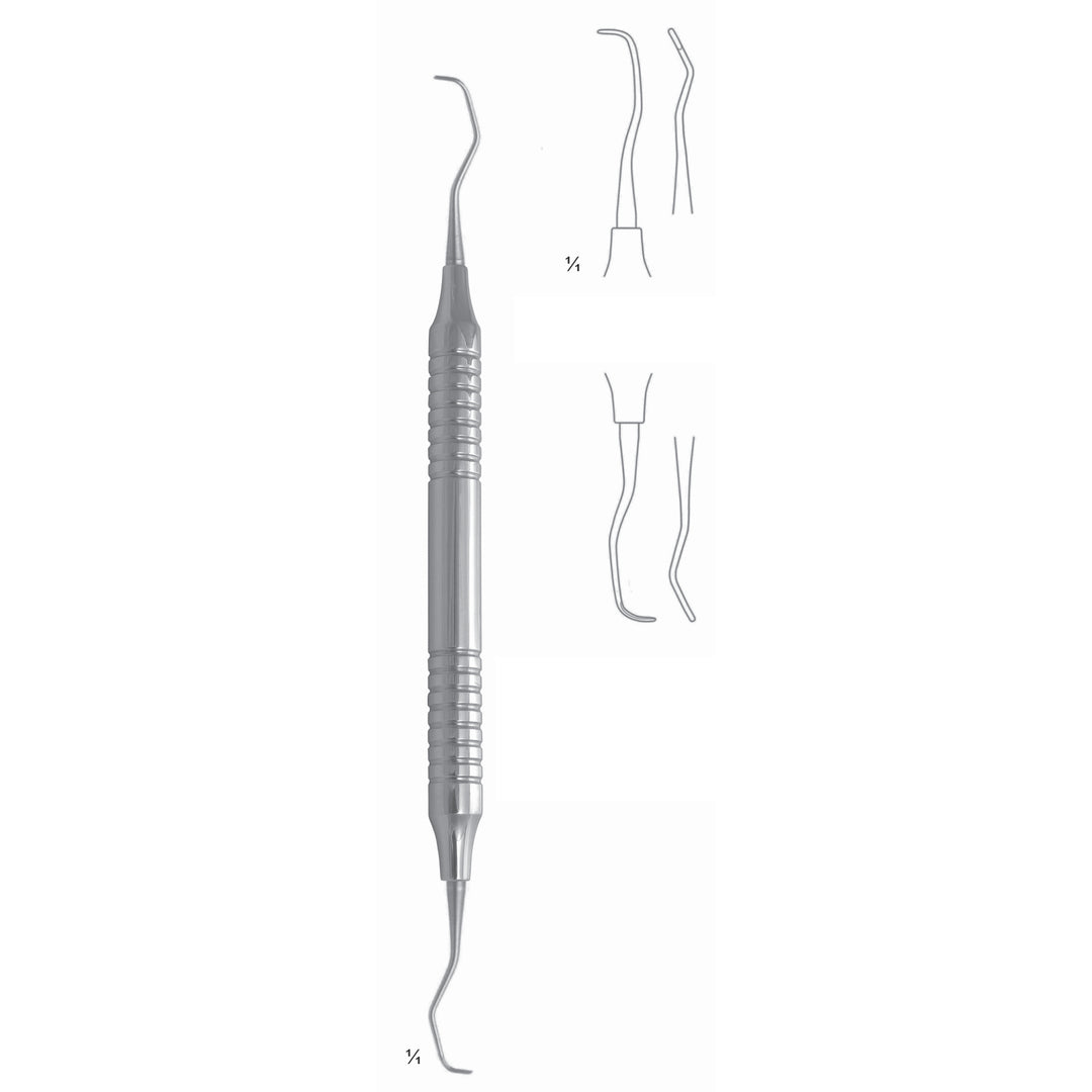 Big Gracey Scalers 17.5cm Hollow Handle, Premolars, Molars, Distal Fig 13/14 10 mm (Q-108-13) by Dr. Frigz