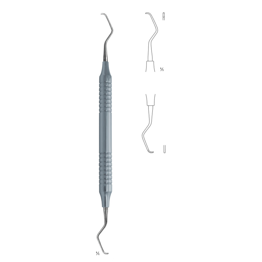 Scalers Ti 17.5cm Handle,Titanium, Hollow Handle Fig 7/8 10 mm Premolars, Molars, Lingual/Buccal, First Shaft Longer, Working End Shorter (Q-118-07) by Dr. Frigz