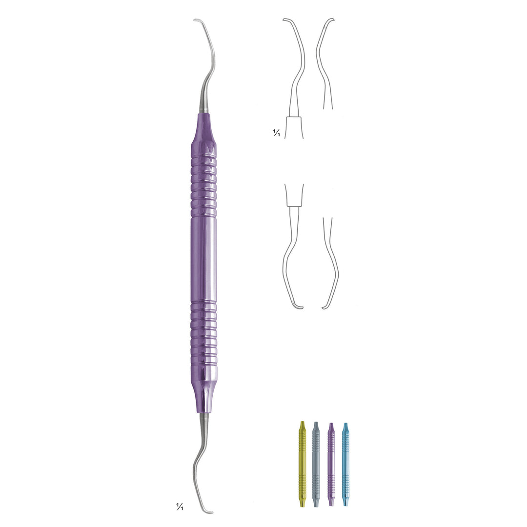 Scalers Ti 17.5cm Handle,Titanium, Hollow Handle Fig 11/12 10 mm Premolars, Molars, Messial, Mesiolingual, Mesiobuccal, First Shaft Longer, Working End Shorter (Q-119-11) by Dr. Frigz