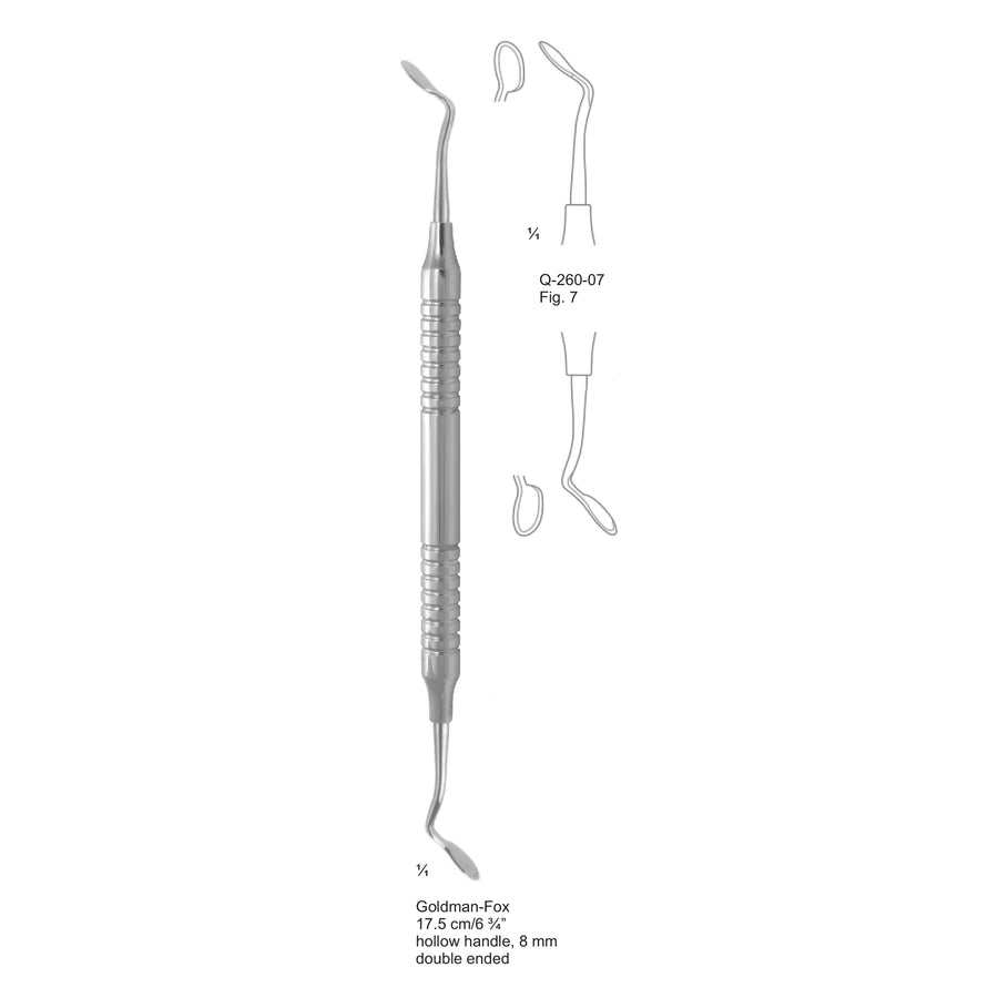 Goldman-Fox Scalers 17.5cm Hollow Handle, Double Ended Fig 7 8 mm (Q-260-07) by Dr. Frigz