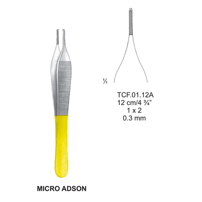 TC-Micro Adson Dissecting Forcpes, 12Cm, 1X2 Teeth, 0.3mm (TCF-01-12A)