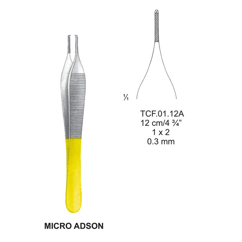 TC-Micro Adson Dissecting Forcpes, 12Cm, 1X2 Teeth, 0.3mm (Tcf.01.12A) by Dr. Frigz