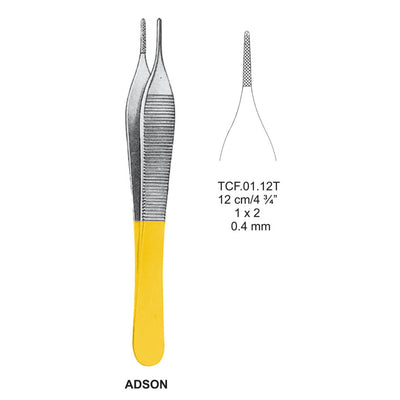TC-Adson Dissecting Forcpes, 12Cm, 1X2 Teeth, 0.4mm (TCF-01-12T)