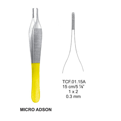 TC-Micro Adson Dissecting Forcpes, 15Cm, 1X2 Teeth, 0.3mm (Tcf.01.15A) by Dr. Frigz