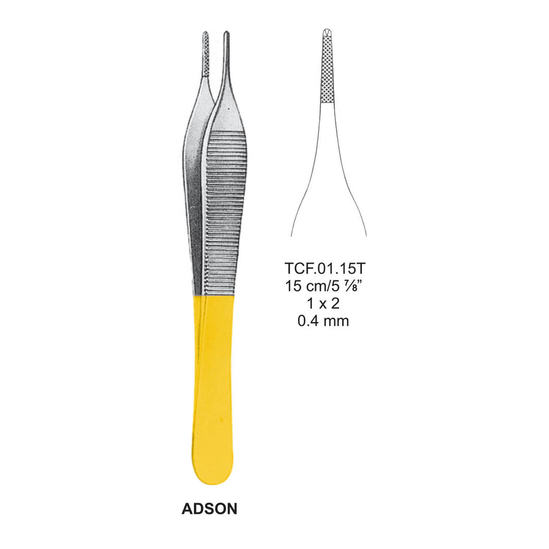 TC-Adson Dissecting Forcpes, 15Cm, 1X2 Teeth, 0.4mm (Tcf.01.15T) by Dr. Frigz