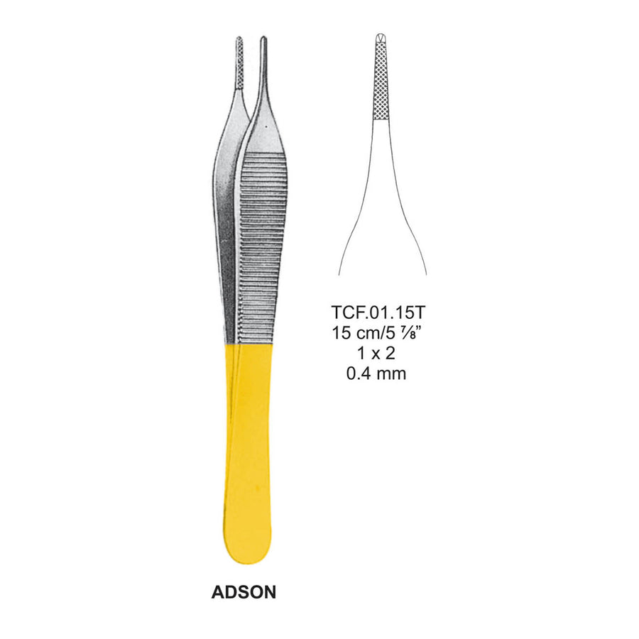 TC-Adson Dissecting Forcpes, 15Cm, 1X2 Teeth, 0.4mm (Tcf.01.15T) by Dr. Frigz