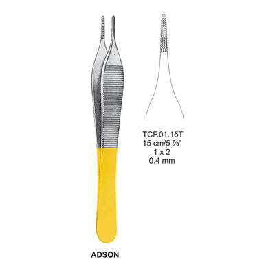 TC-Adson Dissecting Forcpes, 15Cm, 1X2 Teeth, 0.4mm (TCF-01-15T)
