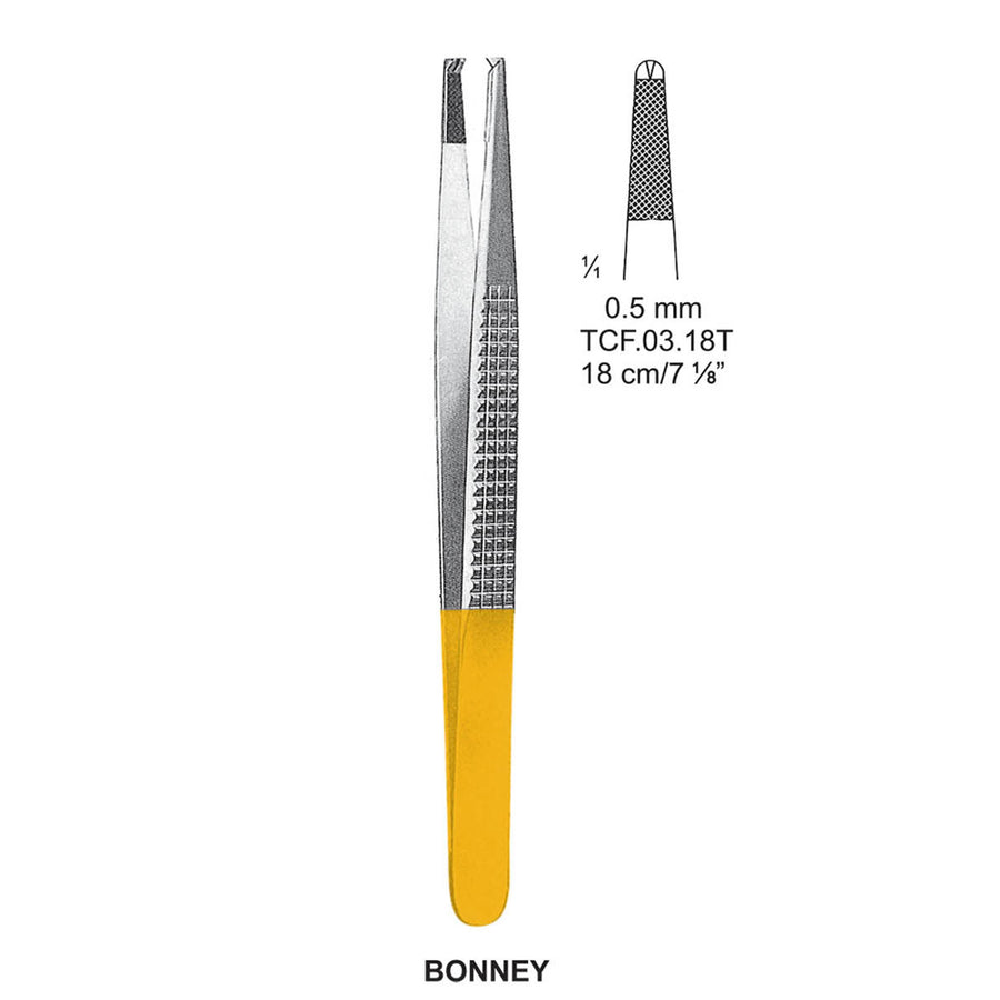 TC-Bonney Dissecting Forceps, 18Cm, 1X2 Teeth, 0.5mm (Tcf.03.18T) by Dr. Frigz