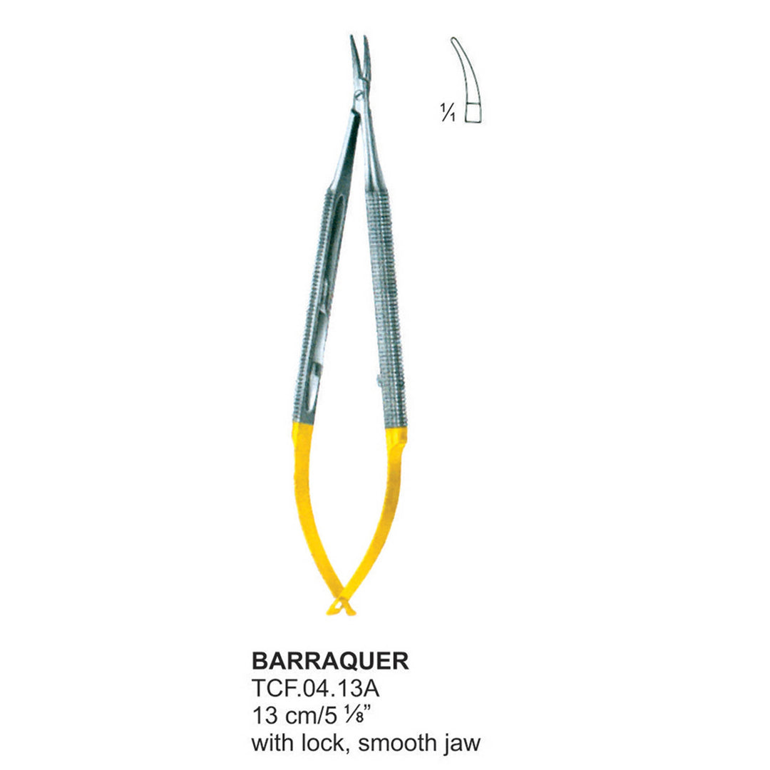 TC-Barraquer Needle Holders Smooth Curved 13cm  With Lock (Tcf.04.13A) by Dr. Frigz