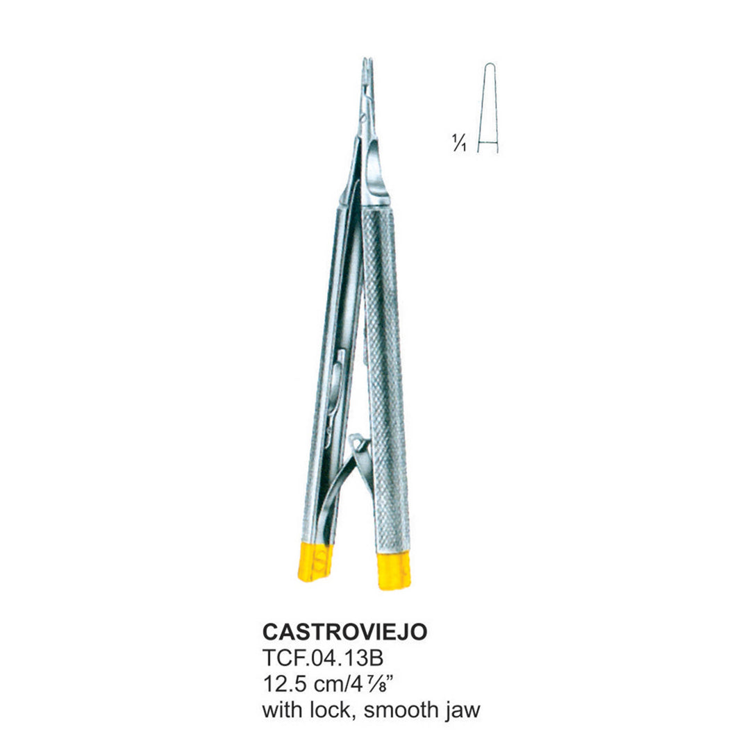 TC-Castroviejo Needle Holders Smooth Jaw With Lock 12.5cm (Tcf.04.13B) by Dr. Frigz