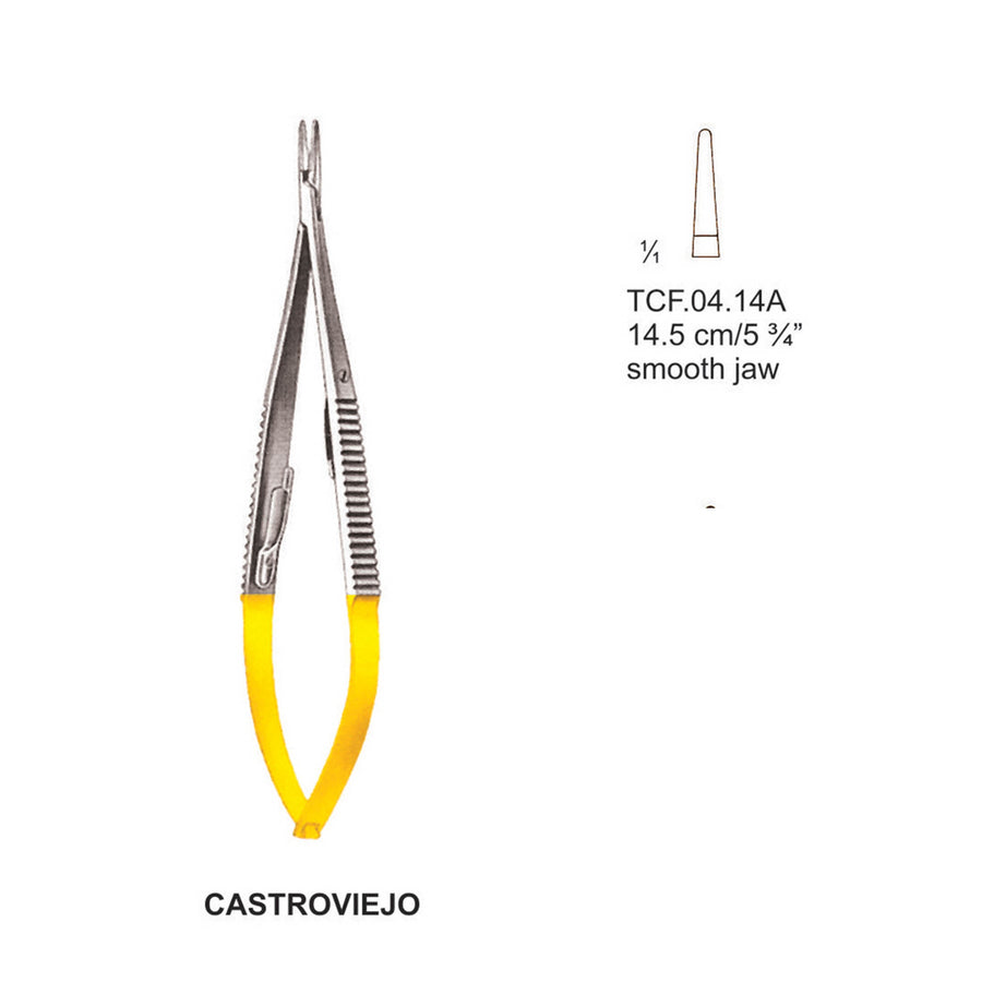 TC-CastroViejo  Needle Holders Smooth Straight 14.5cm (Tcf.04.14A) by Dr. Frigz
