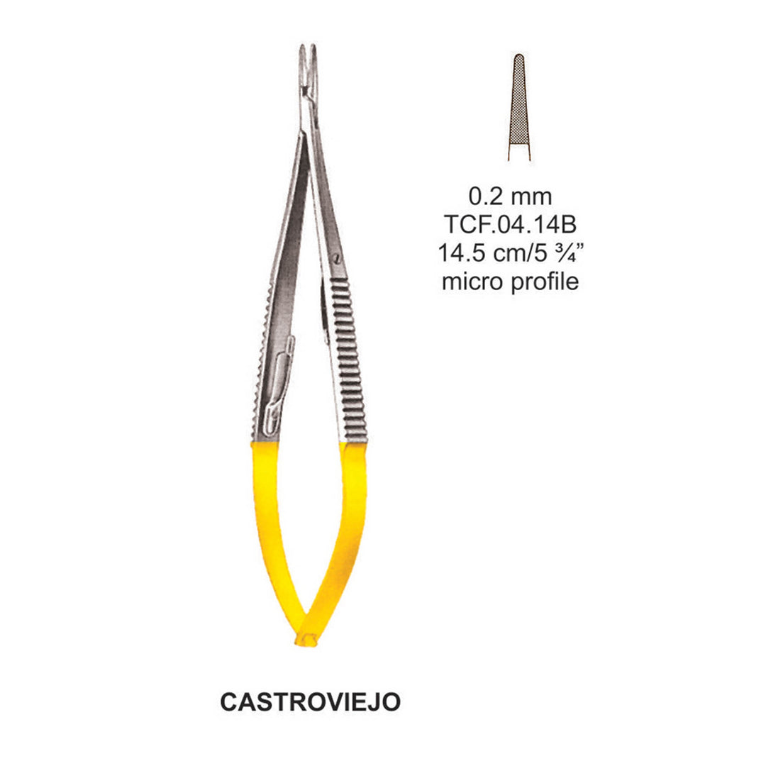 TC-CastroViejo Micro Needle Holders Serr Straight 0.2mm , 14.5cm (Tcf.04.14B) by Dr. Frigz