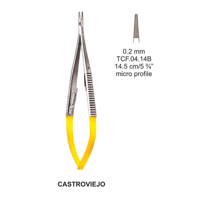 TC-CastroViejo Micro Needle Holders Serr Straight 0.2mm , 14.5cm (Tcf.04.14B) by Dr. Frigz