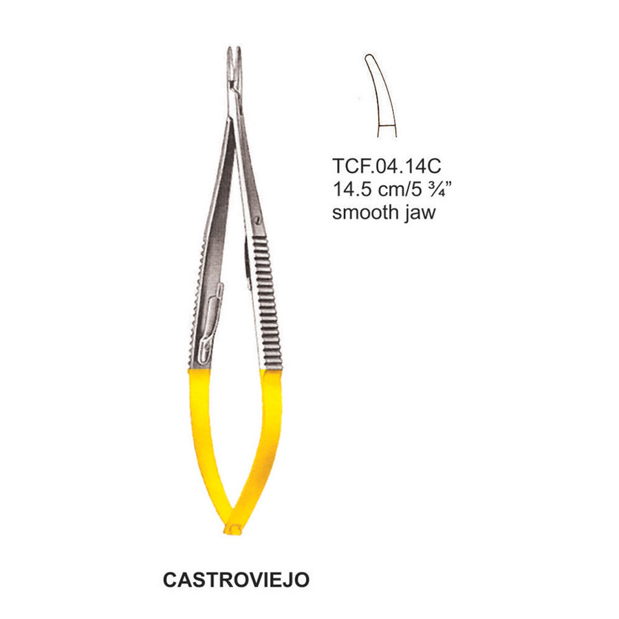 Tc Castroviejo  Neddle Holders Curved Smooth 14.5cm (Tcf.04.14C) by Dr. Frigz