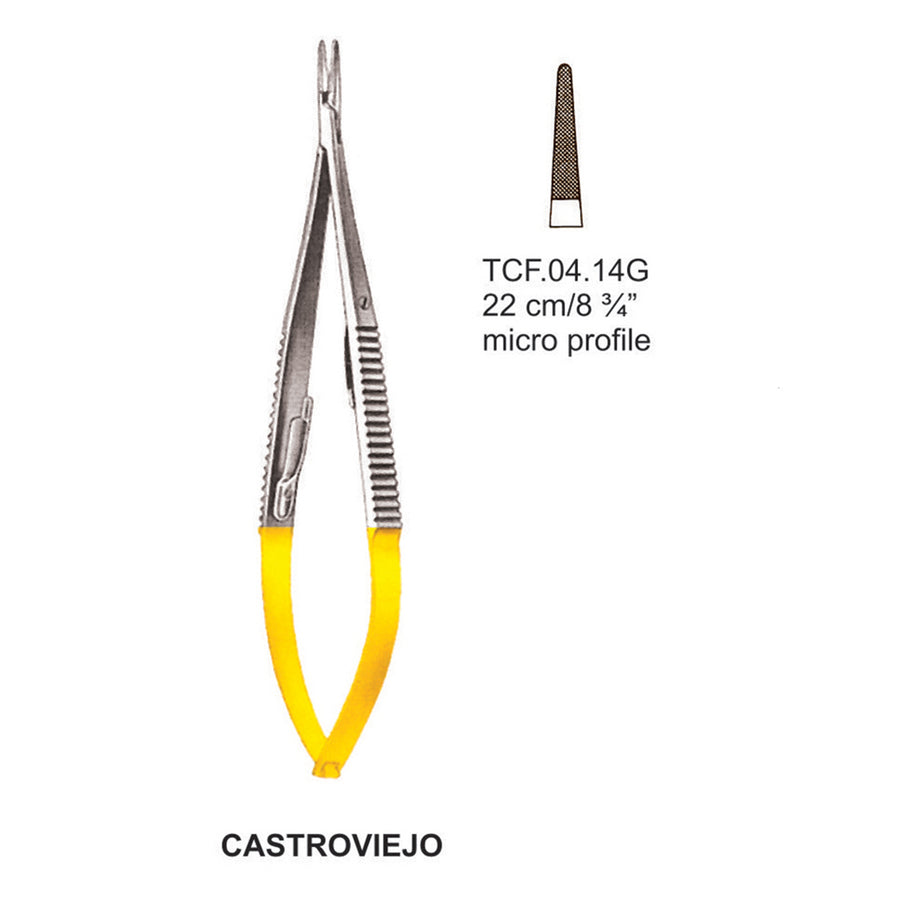 TC-CastroViejo Micro Needle Holders Straight 22cm  (Tcf.04.14G) by Dr. Frigz