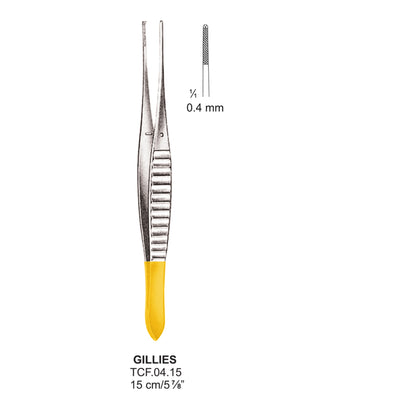 TC-Gillies Tissue Forceps, 15Cm, 1X2 Teeth, 0.4mm (Tcf.04.15) by Dr. Frigz